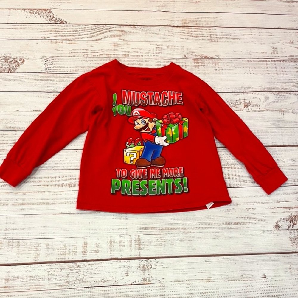 Boys Merry Mario Holiday Long Sleeve Tee